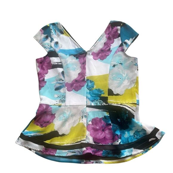 Worthington Floral V-Neck Peplum Blouse Top MT NWT - Picture 9 of 14